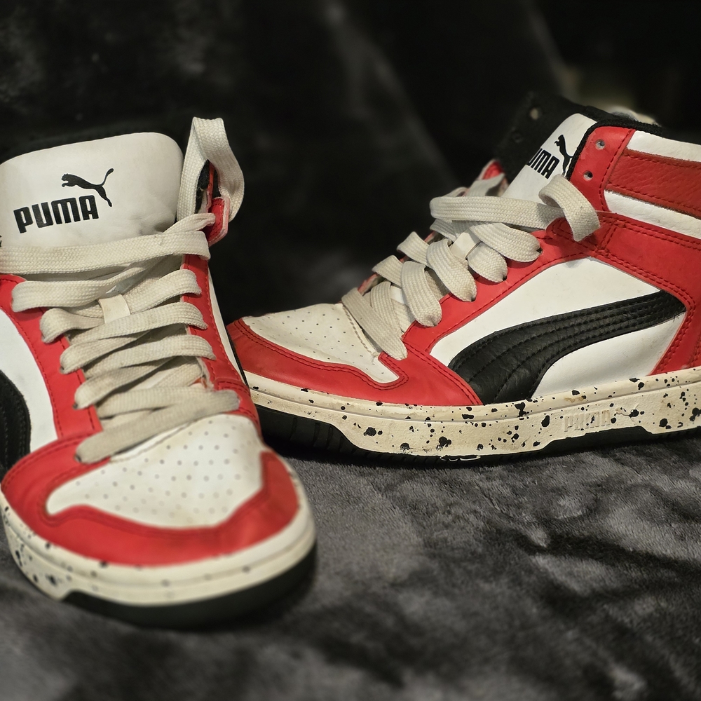 Puma Red and White Retro Sneakers